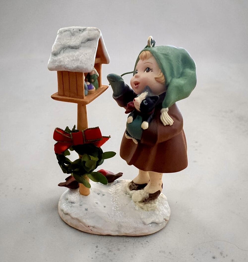 Hallmark 2003 What Child Is This Christmas Nativity Ornament Kitten Birds Girl